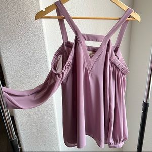 Off The Shoulder Rib Puff Sleeve Blouse